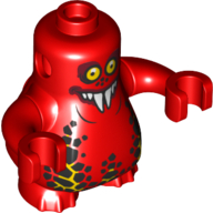 Lego Body Nexo Knights Scurrier with Red Arms and with Orange Eyes and Closed Smile with 6 Teeth Print / Red