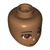 Lego Minidoll Head Dark Orange Eyes, Smile print / Medium Nougat