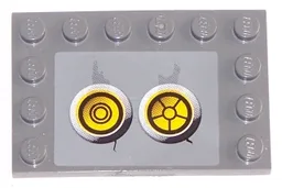 Tile, Modified 4 x 6 with Studs on Edges with 2 Yellow Circles with Bionicle Code Pattern 8 (Sticker) - Set 8759