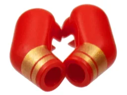 Arm, (Matching Left and Right) Pair with Gold Cuffs Pattern / Red