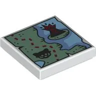 Tile 2 x 2 with Map, Trail, Red Panda, Tree Print / White