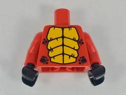Torso with Bright Light Orange Large Scales, Black Small Scales Pattern / Red Arms with Black Scales Pattern / Black Hands
