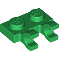 Lego Plate Special 1 x 2 with Clips Horizontal [Open O Clips] / Green