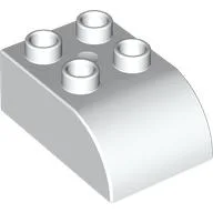 Duplo Brick 2 x 3 with Curved Top / White