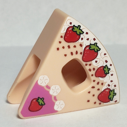 Lego Costume Triangle, Strawberry Cake, Dark Pink Bright Frosting, Reddish Brown Sprinckles, Sprinkles Print / Light Nougat