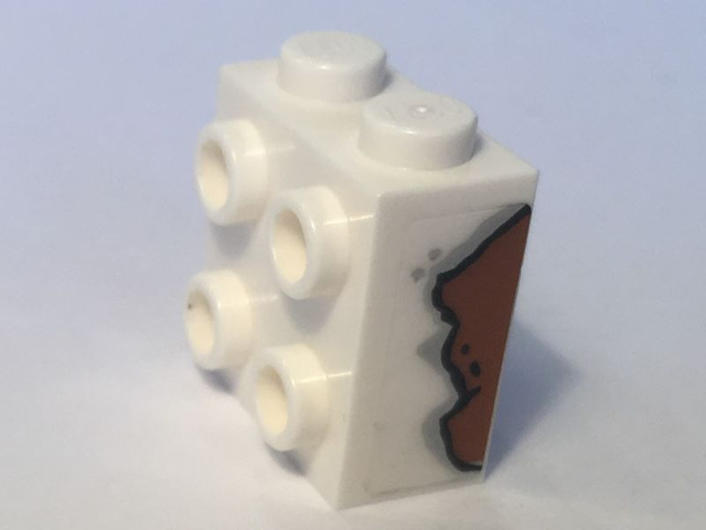 Lego Brick, Modified 1 x 2 x 1 2/3 with Studs on Side with Rust Pattern Model Left Side (Sticker) - Set 10274