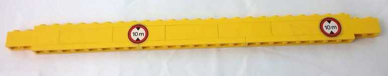 Lego Stickered Assembly 28 x 1 x 1 2/3 with '10m' Maximum Height Warning Signs Pattern Model Right Side (Stickers) - Set 4555