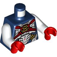 Lego Torso Armor with White and Red Panels, Gold Symbol print, White Arms, Red Hands / Dark Blue