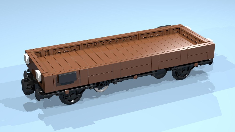 Lego 4-Wheel Low Side Wagon (SNOT, brown, 8 studs wide)