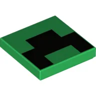 Tile 2 x 2 with Minecraft Pixels Black Rectangles Print / Green