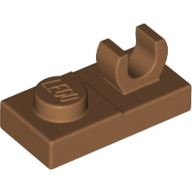 Lego Plate Special 1 x 2, Top Clip [Open O] / Medium Nougat