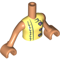 Lego Minidoll Torso Girl with Chefs Suit, Ruffles, Heart Shaped Buttons, Nougat Arms with Hands / Nougat