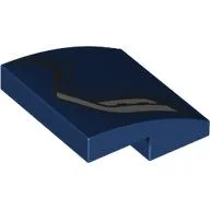 Brick Curved 2 x 2 x 2/3 with Silver Armour Print / Dark Blue