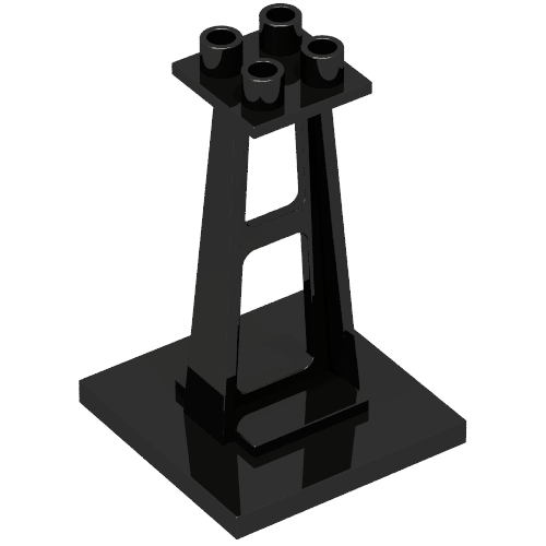 Lego Support 4 x 4 x 5 Stanchion, Tall Studs / Black