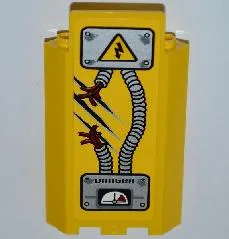 Panel 3 x 3 x 6 Corner Wall without Bottom Indentations with Electricity Danger Sign, 1 Ripped Cable, 'DANGER' and Gauge Pattern (Sticker) - Set 5887