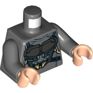 Lego Torso Armor, Pearl Titanium Plates, Gold Trim Print, Dark Bluish Gray Arms, Light Nougat Hands / Dark Bluish Gray