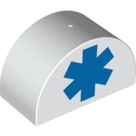 Lego Duplo Brick 2 x 4 x 2 Curved Top with Hospital Blue Star print