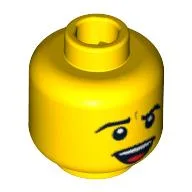 Minifig Head Punk Rocker, Open Smiling Mouth, Teeth and Tongue Print / Yellow
