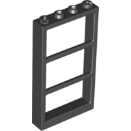 Lego Window 1 x 4 x 6 Frame with 3 Panes / Black
