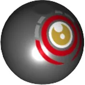Technic Ball Joint with Yellow Eye and Red Circle Print