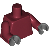 Lego Torso, Dark Red Arms, Dark Bluish Gray Hands [Plain] / Dark Red