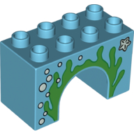 Lego Duplo Brick 2 x 4 x 2 Arch with Seaweed, Starfish, and Bubbles Print