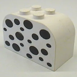 Brick Curved 2 x 4 x 2 Double with Black Spots Print / White