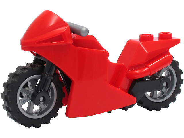 Lego Motorcycle Sport Bike with Black Frame, Flat Silver Wheels and Handlebars