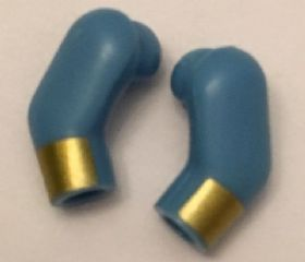 Lego Arm, (Matching Left and Right) Pair with Gold Cuffs / Stripes Pattern / Medium Blue