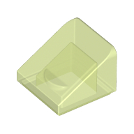 Lego Brick Sloped 30° 1 x 1 x 2/3 (Cheese Slope) / Glow In Dark Trans