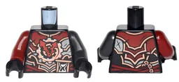 Torso Ninjago Black, Dark Red, Dark Silver, Silver and Copper Armor with Red Clock Hands and Hourglass Pattern / Pearl Dark Gray Arm Left / Dark Red Arm Right / Black Hands