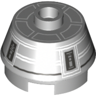 Lego Brick Round 2 x 2 Truncated Cone with White Droid Print (R4-G0) / Light Bluish Gray