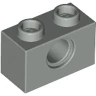 Technic Brick 1 x 2 [1 Pin Hole] / Light Gray