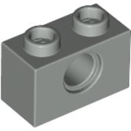 Lego Technic Brick 1 x 2 [1 Pin Hole] / Light Gray
