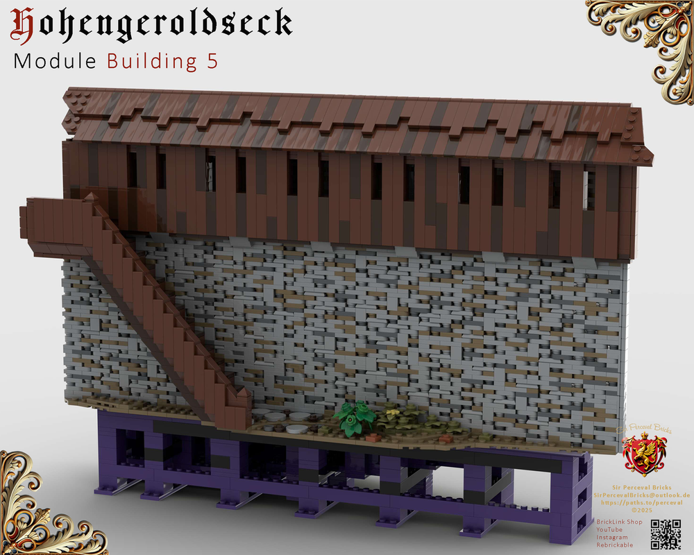 Lego Building 05 Castle Hohengeroldseck - Castle wall with battlements (Castle Part 1)