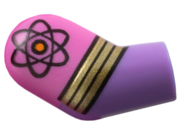 Lego Arm, Right with Molded Dark Pink Short Sleeve and Printed Atom and Gold Stripes Pattern