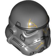 Lego Helmet Stormtrooper Dual Molded, Black with Gold Cracks print / Dark Bluish Gray