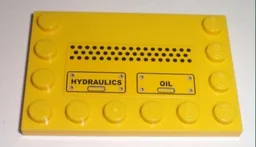 Tile, Modified 4 x 6 with Studs on Edges with Black 'HYDRAULICS' and 'OIL' Pattern (Sticker) - Set 7632