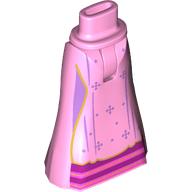 Lego Minidoll Hips and Full Length Skirt with Lavender Stars, Gold Trim, Magenta/Dark Pink Underdress print / Bright Pink