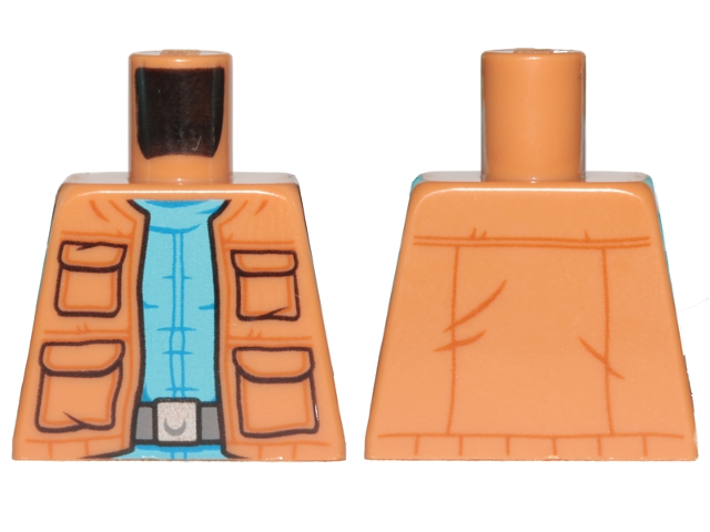 Lego Torso SW Vest with Pockets and Medium Blue Creased Shirt with Gray Belt Pattern