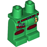Lego Hips and Green Legs with Red Belt, Red Knee Pads, Tools, Rag / Green