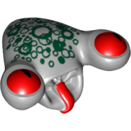 Lego Minifig Head Special, Alien with Tongue and Red Eyes, Dark Green Scales Print (Squidman)