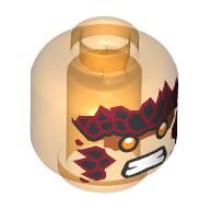 Lego Minifig Head Cole, Red Eyes, Black Scales, Angry Teeth print / Trans-Orange