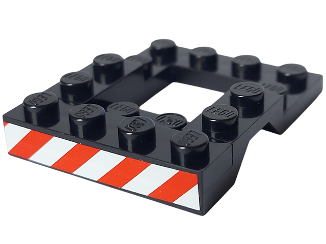 Lego Stickered Assembly 5 x 4 x 2/3 with Red and White Danger Stripes Pattern (Sticker) - Set 6385