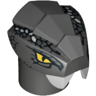 Lego Minifig Head Special, Snake with Scales Silver Print / Dark Bluish Gray