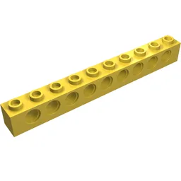 Technic Brick 1 x 10 [9 Pin Holes] / Yellow