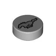 Tile Round 1 x 1 with Mustang Logo Print / Light Bluish Gray