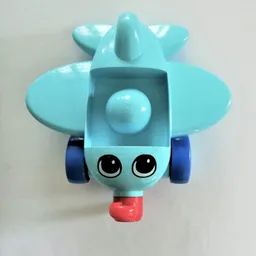 Primo Airplane, Red Propeller, Blue Wheels, with Eyes Print / Sky Blue