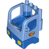 Duplo Truck Semi-Tractor Cab with Blue Base and Box and Arrows and Globe Print / Medium Blue