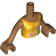 Lego Minidoll Torso Girl with Bright Light Orange Vest Top with Music Notes and Circles Print, Medium Nougat Arms and Hands / Medium Nougat